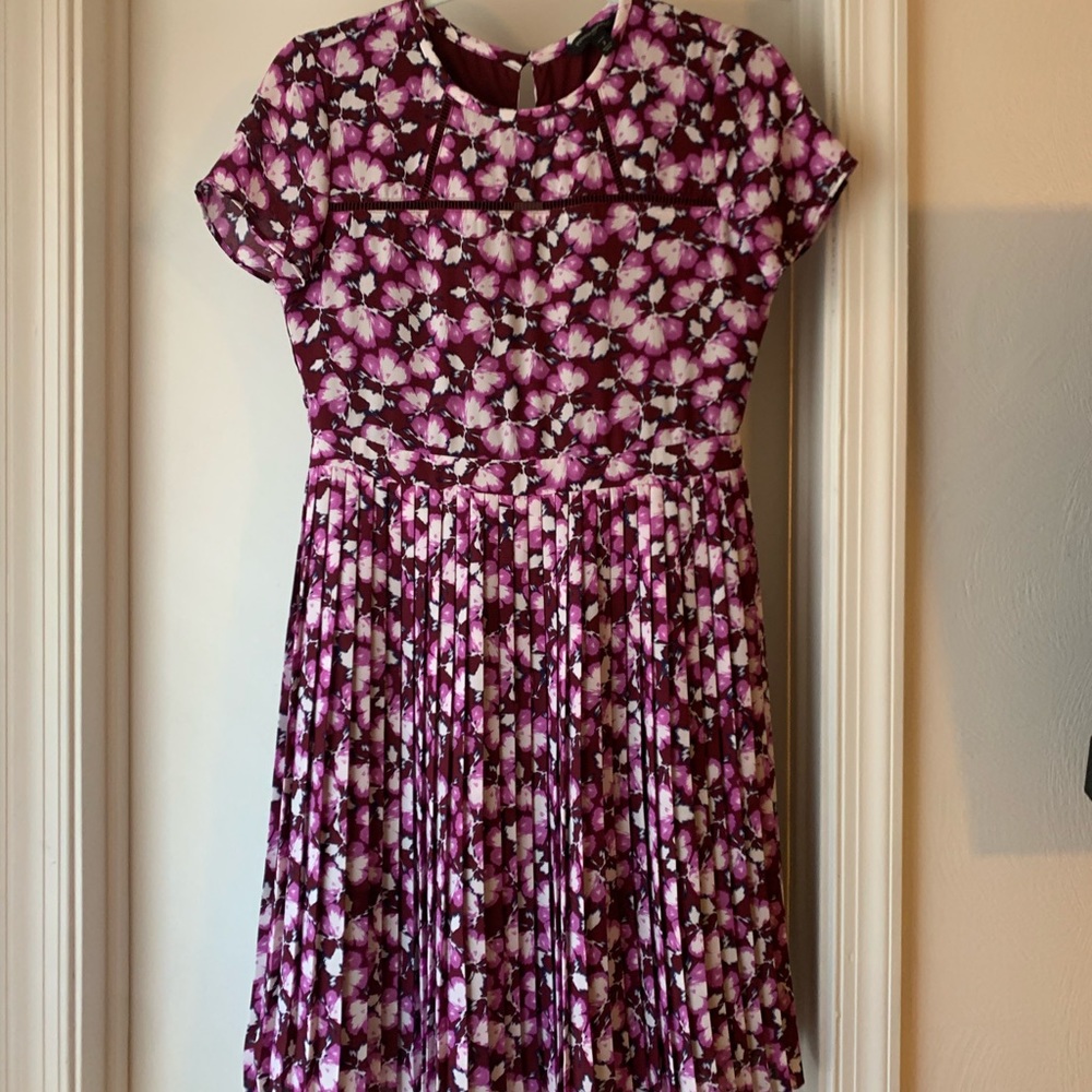 Banana Republic Floral Maroon, Purple, and White Dress. Size 2.